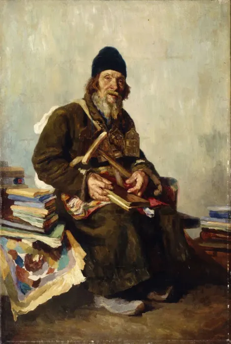 Framed Print : Icons seller, 1889. Artist: Tvorozhnikov, Ivan Ivanovich (1848-1919)