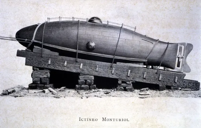 Framed Print : Ictineo Submarine, built by Narcis Monturiol in 1859, the Ictineo Framed Print : Ictineo Submarine, built by Narcis Monturiol in 1859, the Ictineo