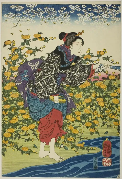 Framed Print : The Ide Jewel River in Yamashiro Province (Yamashiro kuni Ide no Tamagawa), from an... c. 1847 / 52. Creator: Utagawa Kuniyoshi Framed Print : The Ide Jewel River in Yamashiro Province (Yamashiro kuni Ide no Tamagawa), from an... c. 1847 / 52. Creator: Utagawa Kuniyoshi