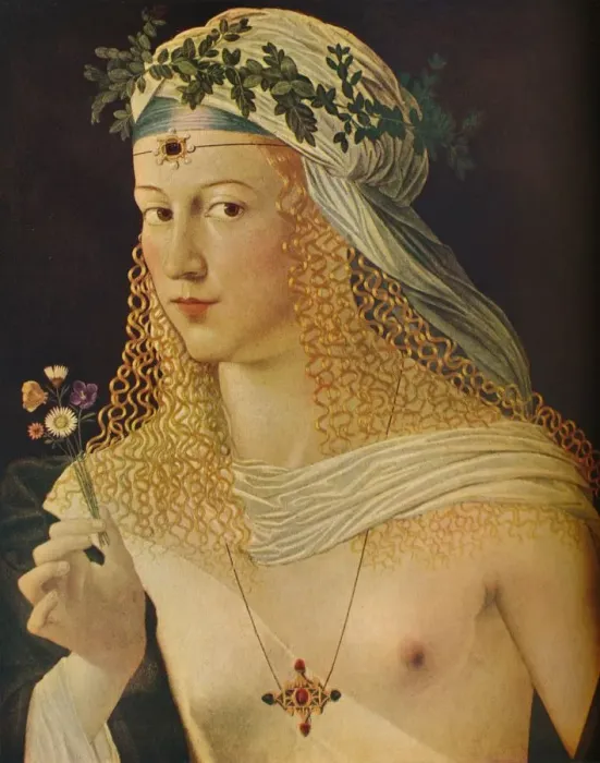 Framed Print : Idealized Portrait of a Courtesan as Flora, c1520. Artist: Bartolommeo Veneto Framed Print : Idealized Portrait of a Courtesan as Flora, c1520. Artist: Bartolommeo Veneto