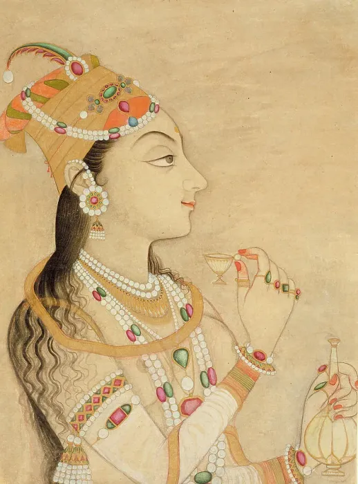 Framed Print : Idealized Portrait of the Mughal Empress Nur Jahan (1577-1645)?, between c1725 and c1750. Creator: Unknown Framed Print : Idealized Portrait of the Mughal Empress Nur Jahan (1577-1645)?, between c1725 and c1750. Creator: Unknown