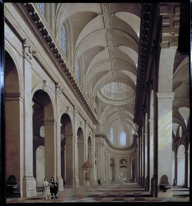 Framed Print : Idealized view of the interior of the Saint-Sulpice church during its construction, 1661. Creator: Daniel de Blieck Framed Print : Idealized view of the interior of the Saint-Sulpice church during its construction, 1661. Creator: Daniel de Blieck