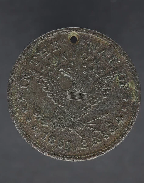 Identification tag for Cornelius Robinson, with American eagle, 1864. Creator: Unknown