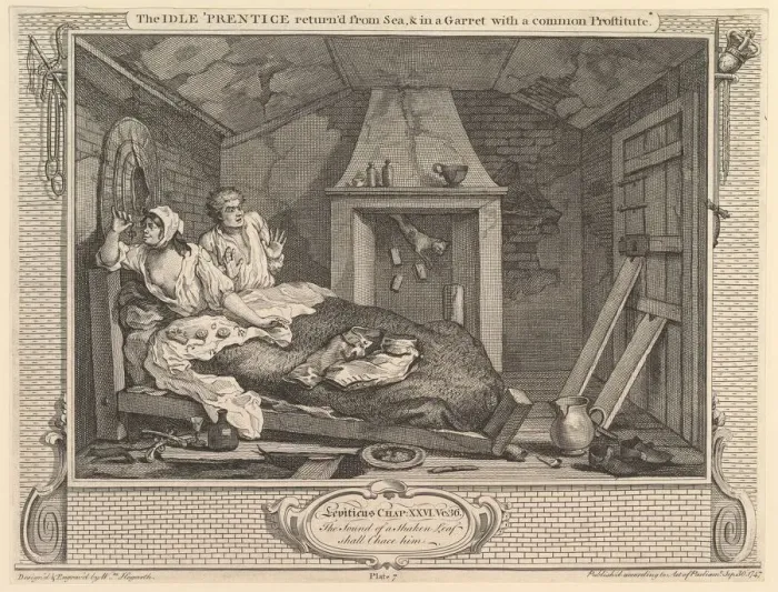 Framed Print : The Idle Prentice Returned from Sea and in a Garret with a Common Prostitut Framed Print : The Idle Prentice Returned from Sea and in a Garret with a Common Prostitut