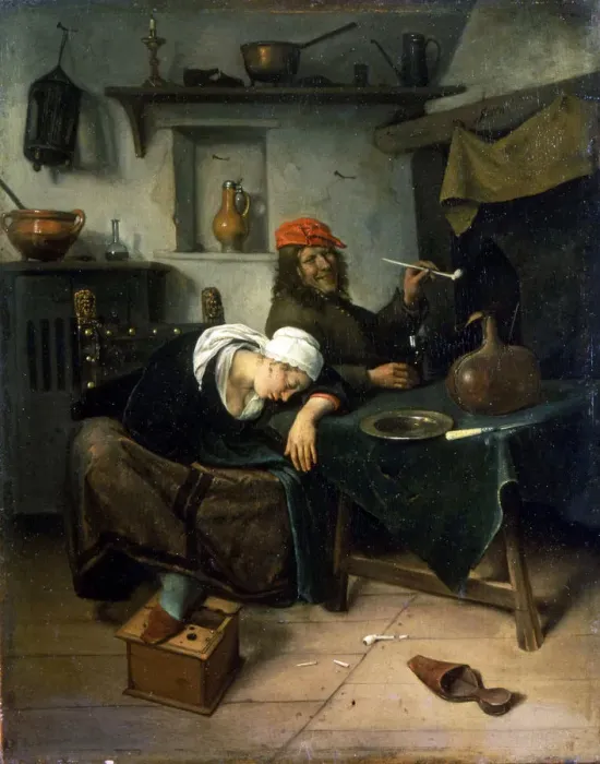 Framed Print : The Idlers, c1660. Artist: Jan Steen Framed Print : The Idlers, c1660. Artist: Jan Steen