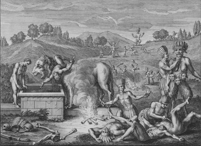 Framed Print : Idoles de Tabasco, 1723. Creator: Bernard Picart Framed Print : Idoles de Tabasco, 1723. Creator: Bernard Picart