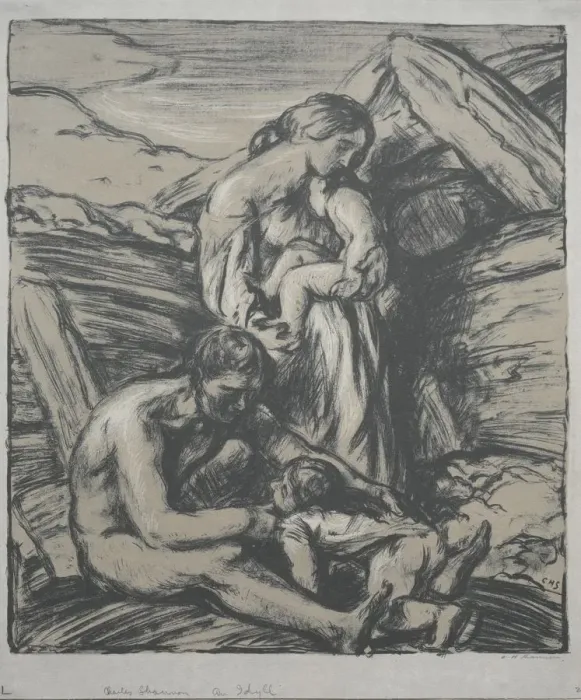 Framed Print : An Idyll, 1905. Creator: Charles Hasslewood Shannon (British, 1863-1937) Framed Print : An Idyll, 1905. Creator: Charles Hasslewood Shannon (British, 1863-1937)