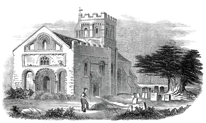 Framed Print : Iffley Church, 1845. Creator: Unknown Framed Print : Iffley Church, 1845. Creator: Unknown