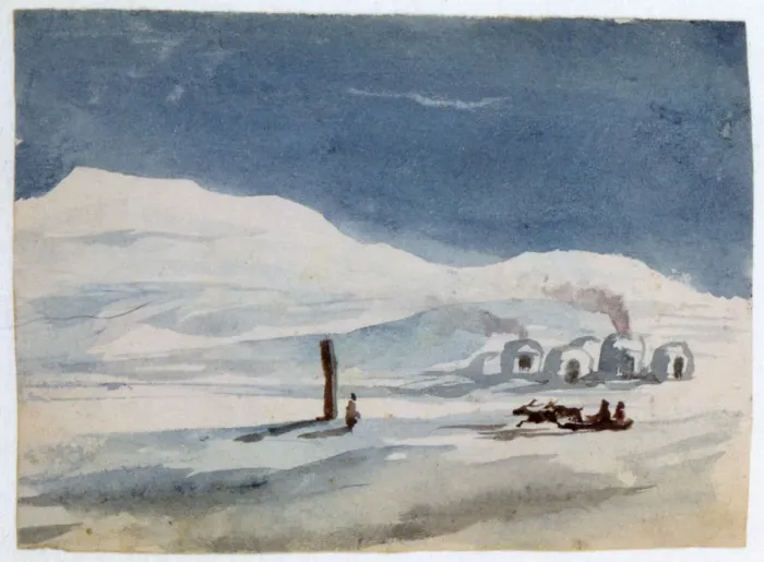 Framed Print : Igloos and Eskimos, 1820-1876. Artist: George Sand Framed Print : Igloos and Eskimos, 1820-1876. Artist: George Sand
