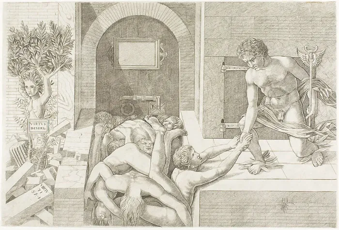 Framed Print : Ignorance and Mercury, n.d. Creator: School of Andrea Mantegna Framed Print : Ignorance and Mercury, n.d. Creator: School of Andrea Mantegna