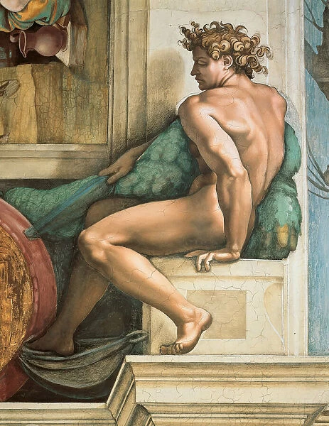 Ignudo (Sistine Chapel ceiling in the Vatican), 1508-1512
