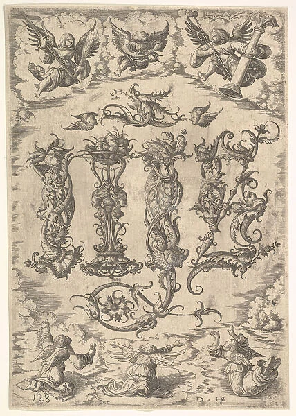 IHS Monogram surrounded by Six Angels, ca. 1485-1536. Creator: Daniel Hopfer
