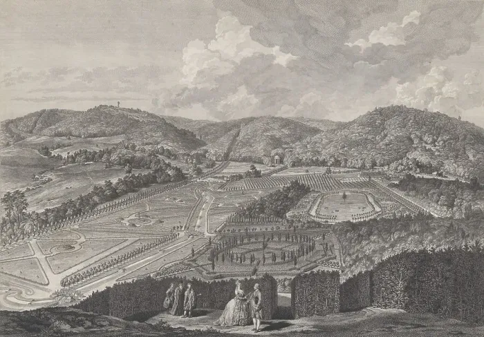 Framed Print : IIIe Vue du Parc de Neu-Waldeck prise du Pavillon Chinois vers le Couchant, from Views of... 1782. Creators: Jakob Matthias Schmutzer, Carl Conti, Clemens Kohl, Franz Karl Zoller Framed Print : IIIe Vue du Parc de Neu-Waldeck prise du Pavillon Chinois vers le Couchant, from Views of... 1782. Creators: Jakob Matthias Schmutzer, Carl Conti, Clemens Kohl, Franz Karl Zoller