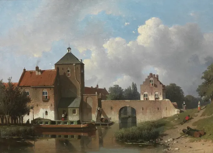 Framed Print : The IJsselpoort at IJsselstein, 1852. Creator: Jan Weissenbruch Framed Print : The IJsselpoort at IJsselstein, 1852. Creator: Jan Weissenbruch