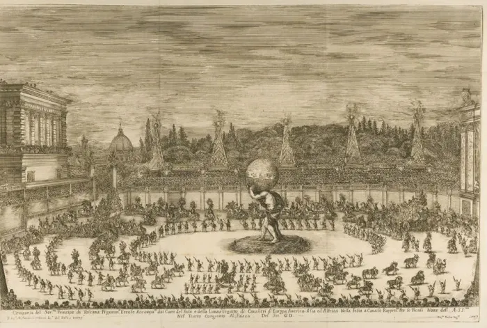 Framed Print : Il mondo festeggiante, balletto a cavallo on the occasion of the wedding of Cosimo de Medici with M Artist: Della Bella, Stefano (1610-1664) Framed Print : Il mondo festeggiante, balletto a cavallo on the occasion of the wedding of Cosimo de Medici with M Artist: Della Bella, Stefano (1610-1664)