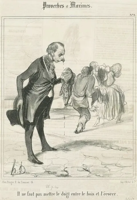Framed Print : Il ne faut pas mettre le doigt... 19th century. Creator: Honore Daumier Framed Print : Il ne faut pas mettre le doigt... 19th century. Creator: Honore Daumier