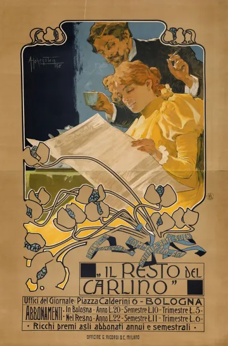 Framed Print : Il Resto del Carlino, 1898. Creator: Hohenstein, Adolfo (1854-1928) Framed Print : Il Resto del Carlino, 1898. Creator: Hohenstein, Adolfo (1854-1928)