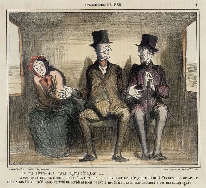 Framed Print : Il me semble que nous allons dérailler.. 1857. Creator: Honore Daumier Framed Print : Il me semble que nous allons dérailler.. 1857. Creator: Honore Daumier