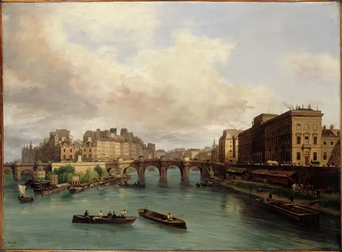 Framed Print : Ile de la Cite and the Quai Conti, seen from Passerelle des Arts, 1832. Creator: Unknown Framed Print : Ile de la Cite and the Quai Conti, seen from Passerelle des Arts, 1832. Creator: Unknown