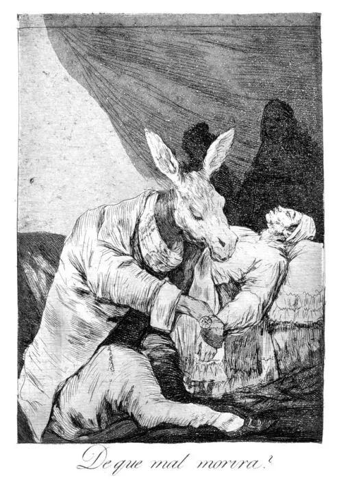 Framed Print : Of what ill he die?, 1799. Artist: Francisco Goya Framed Print : Of what ill he die?, 1799. Artist: Francisco Goya