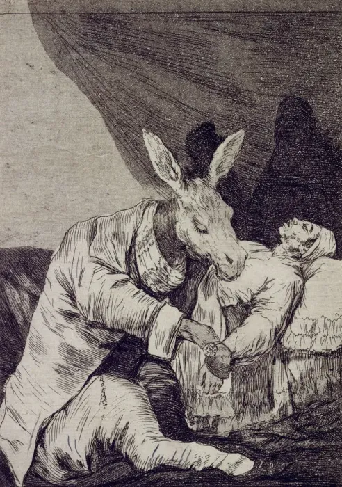 Framed Print : Of what ill will he die? (Capricho No 40). Artist: Goya, Francisco, de (1746-1828) Framed Print : Of what ill will he die? (Capricho No 40). Artist: Goya, Francisco, de (1746-1828)