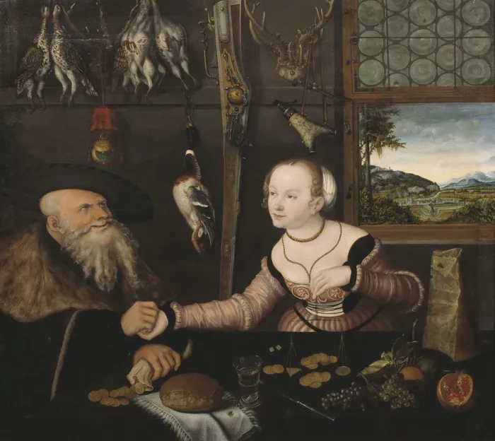 Framed Print : The Ill-matched Couple, 1532 Framed Print : The Ill-matched Couple, 1532