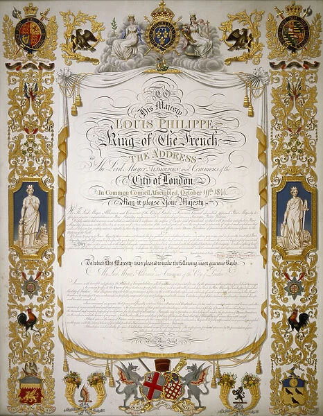 Illuminated address from the Corporation of London to Louis Philippe of France, 1844