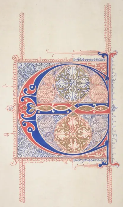 Framed Print : Illuminated Initial C, 1830-62. Creator: Freeman Gage Delamotte Framed Print : Illuminated Initial C, 1830-62. Creator: Freeman Gage Delamotte