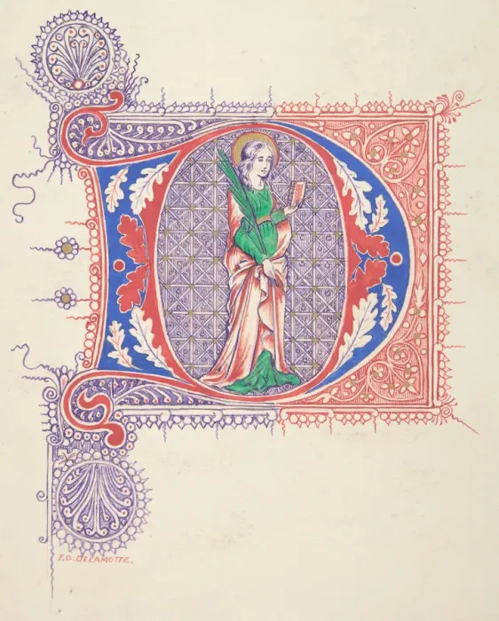 Framed Print : Illuminated Initial D, 1830-62. Creator: Freeman Gage Delamotte Framed Print : Illuminated Initial D, 1830-62. Creator: Freeman Gage Delamotte