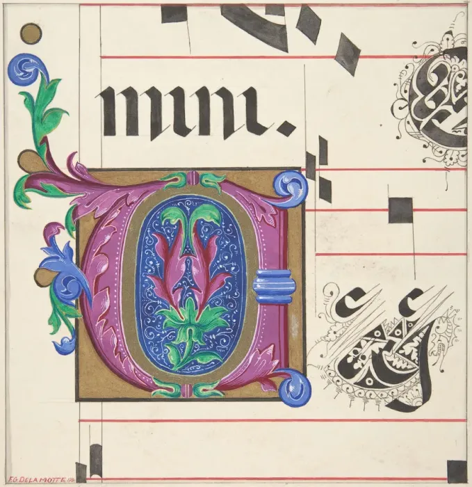 Framed Print : Illuminated Initial from Hymnal, 1830-62. Creator: Freeman Gage Delamotte Framed Print : Illuminated Initial from Hymnal, 1830-62. Creator: Freeman Gage Delamotte