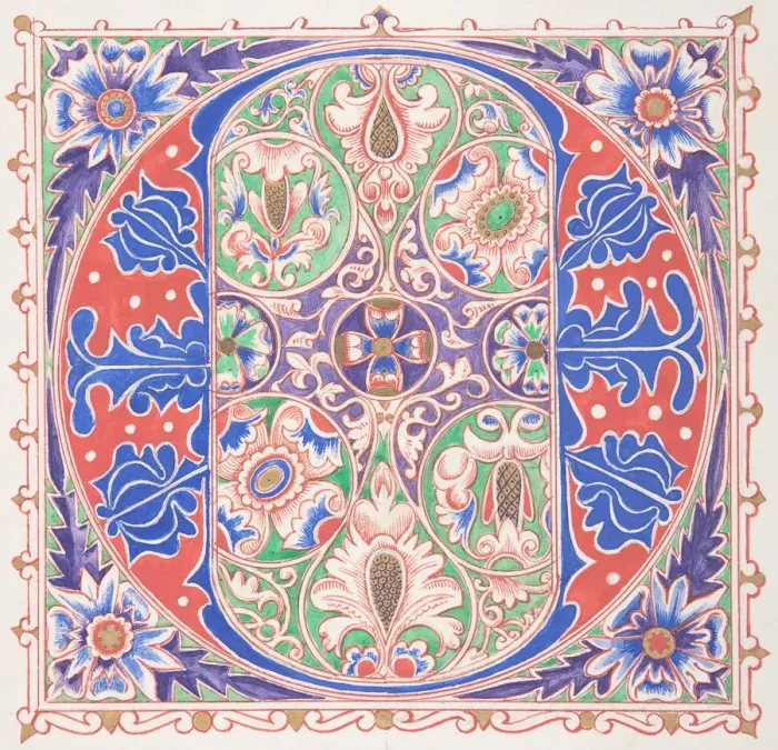 Framed Print : Illuminated Initial O, 1830-62. Creator: Freeman Gage Delamotte