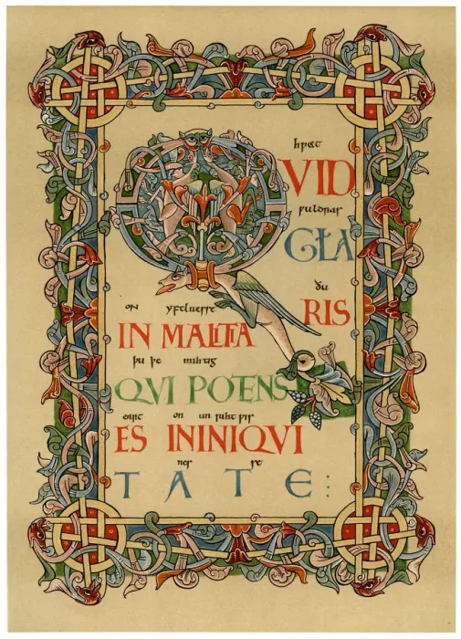 Framed Print : Illuminated initial Q, c1073 Framed Print : Illuminated initial Q, c1073
