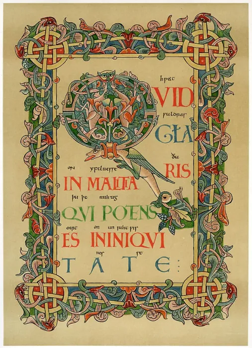 Framed Print : Illuminated initial Q, c1073 Framed Print : Illuminated initial Q, c1073