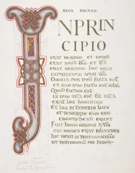 Framed Print : Illuminated Leaf with Initial I, 1830-62. Creator: Freeman Gage Delamotte Framed Print : Illuminated Leaf with Initial I, 1830-62. Creator: Freeman Gage Delamotte