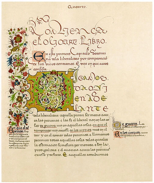 Illuminated letter D, 15th century