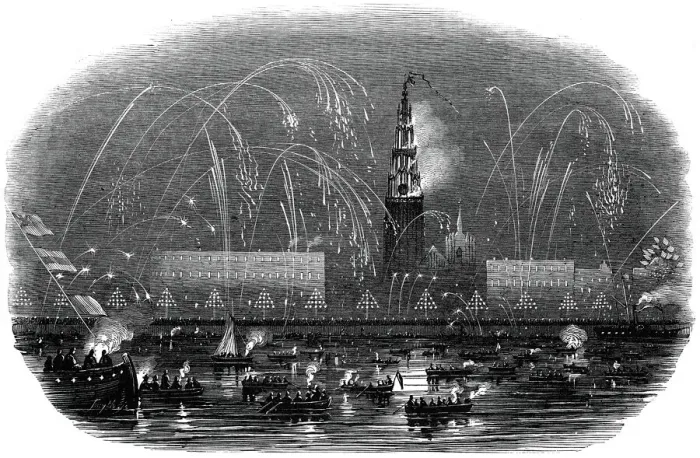 Framed Print : The Illumination of Antwerp, at Her Majestys Return, 1845. Creator: Unknown Framed Print : The Illumination of Antwerp, at Her Majestys Return, 1845. Creator: Unknown