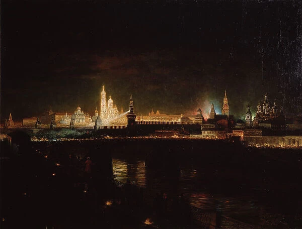Illumination of the Moscow Kremlin, 1883. Artist: Hofman, Oskar Adolfovich (1851-1912)