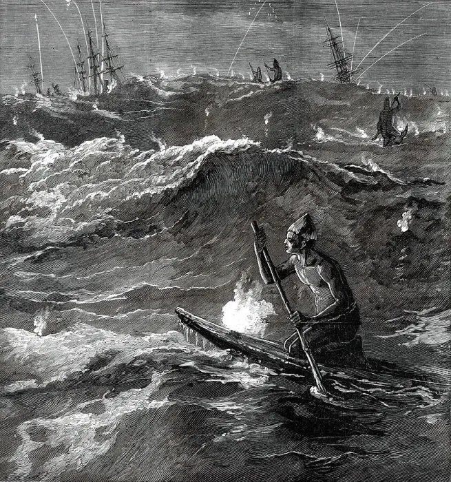 Framed Print : Illumination of the surf at Madras, 1876. Creator: Unknown Framed Print : Illumination of the surf at Madras, 1876. Creator: Unknown