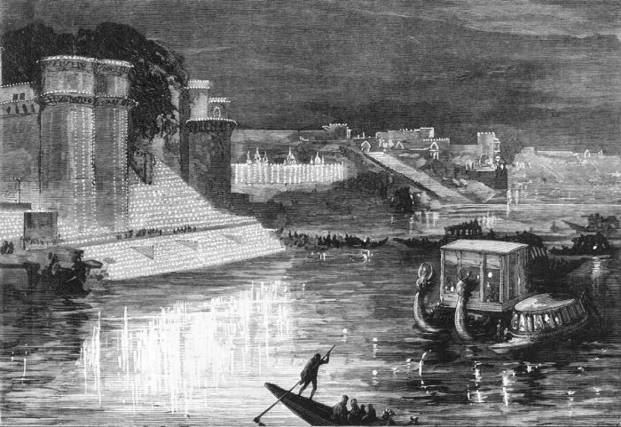 Framed Print : Illuminations at Benares in Honour of the Prince of Wales, c1891. Creator: James Grant Framed Print : Illuminations at Benares in Honour of the Prince of Wales, c1891. Creator: James Grant
