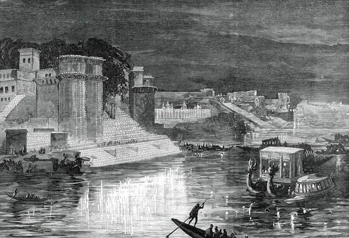 Framed Print : Illuminations at Benares in honour of the Prince of Wales...1876. Creator: Unknown Framed Print : Illuminations at Benares in honour of the Prince of Wales...1876. Creator: Unknown