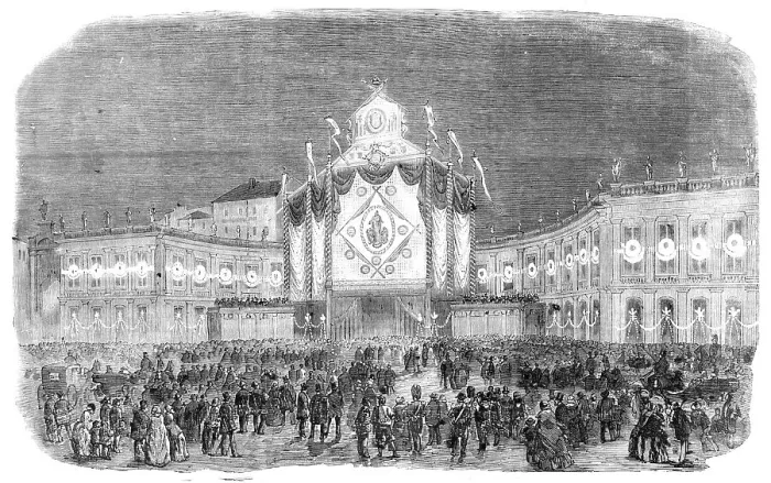 Framed Print : Illuminations in the Largo Mercatello, Naples, on the Birth of a Prince, 1857. Creator: Unknown Framed Print : Illuminations in the Largo Mercatello, Naples, on the Birth of a Prince, 1857. Creator: Unknown