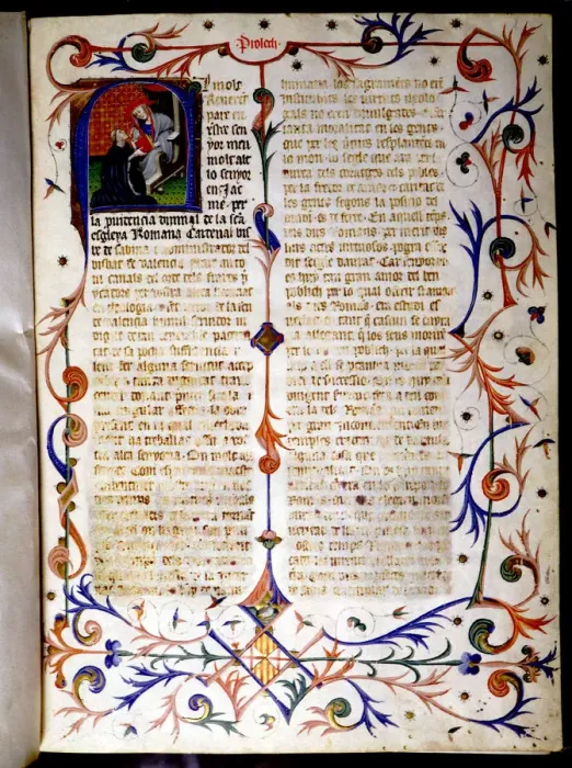 Framed Print : Illustrated page of the Manuscript of Valerius Maximus, copied by Arnau de Collis in 1408 Framed Print : Illustrated page of the Manuscript of Valerius Maximus, copied by Arnau de Collis in 1408
