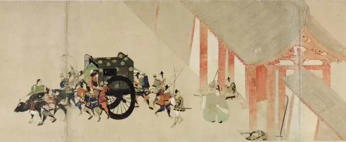 Framed Print : Illustrated Tale of the Heiji Civil War (The Imperial Visit to Rokuhara) 2 scroll, 13th century. Artist: Anonymous Framed Print : Illustrated Tale of the Heiji Civil War (The Imperial Visit to Rokuhara) 2 scroll, 13th century. Artist: Anonymous