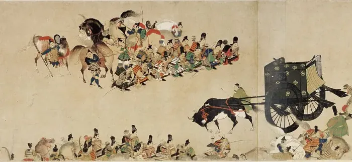Framed Print : Illustrated Tale of the Heiji Civil War (The Imperial Visit to Rokuhara) 4 scroll, 13th century. Artist: Anonymous Framed Print : Illustrated Tale of the Heiji Civil War (The Imperial Visit to Rokuhara) 4 scroll, 13th century. Artist: Anonymous