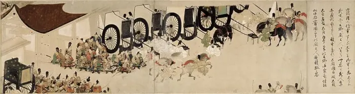 Framed Print : Illustrated Tale of the Heiji Civil War (The Imperial Visit to Rokuhara) 6 scroll, 13th century. Artist: Anonymous Framed Print : Illustrated Tale of the Heiji Civil War (The Imperial Visit to Rokuhara) 6 scroll, 13th century. Artist: Anonymous