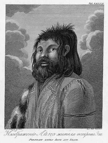Illustration of an Ainu Man From Esso Island, 1813. Creator: Jegor Skotnikoff