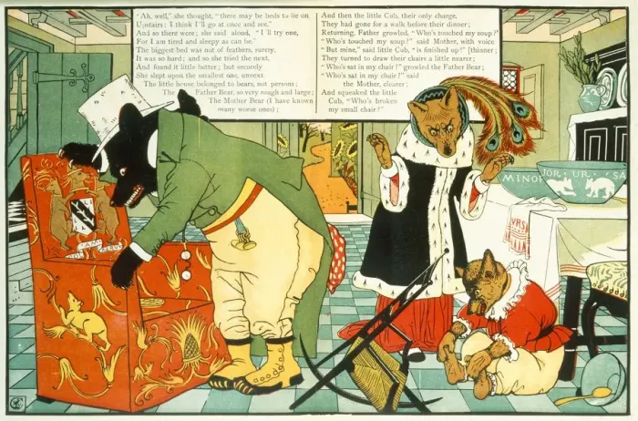Framed Print : Illustration from The Three Bears, pub. 1873 (colour lithograph) Framed Print : Illustration from The Three Bears, pub. 1873 (colour lithograph)