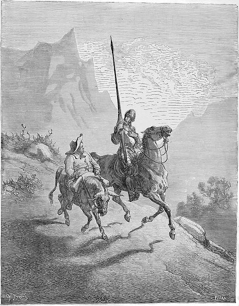 Illustration to the book Don Quixote de la Mancha by M. de Cervantes, 1863