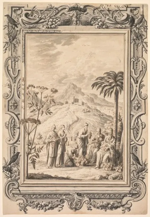 Framed Print : Illustration and Border Design for Kupfer-Bibel (Copper Bible), c. 1730. Creator Framed Print : Illustration and Border Design for Kupfer-Bibel (Copper Bible), c. 1730. Creator