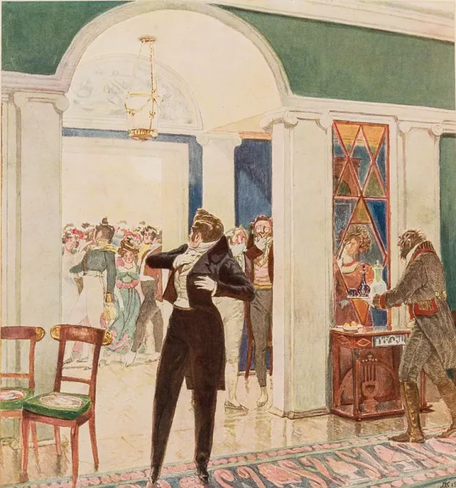 Framed Print : Illustration to the comedy Woe from Wit by Alexander Griboyedov, 1913 Framed Print : Illustration to the comedy Woe from Wit by Alexander Griboyedov, 1913